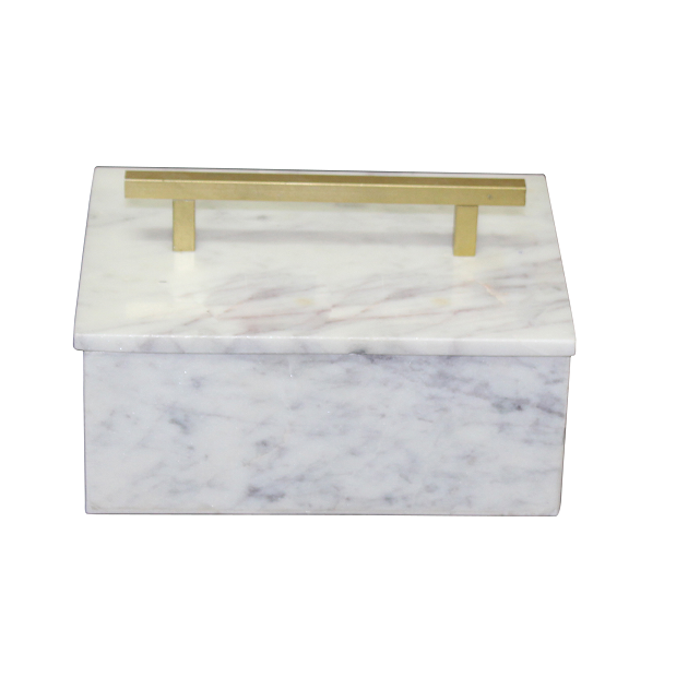 Marble Box With Lid & Gold Handle