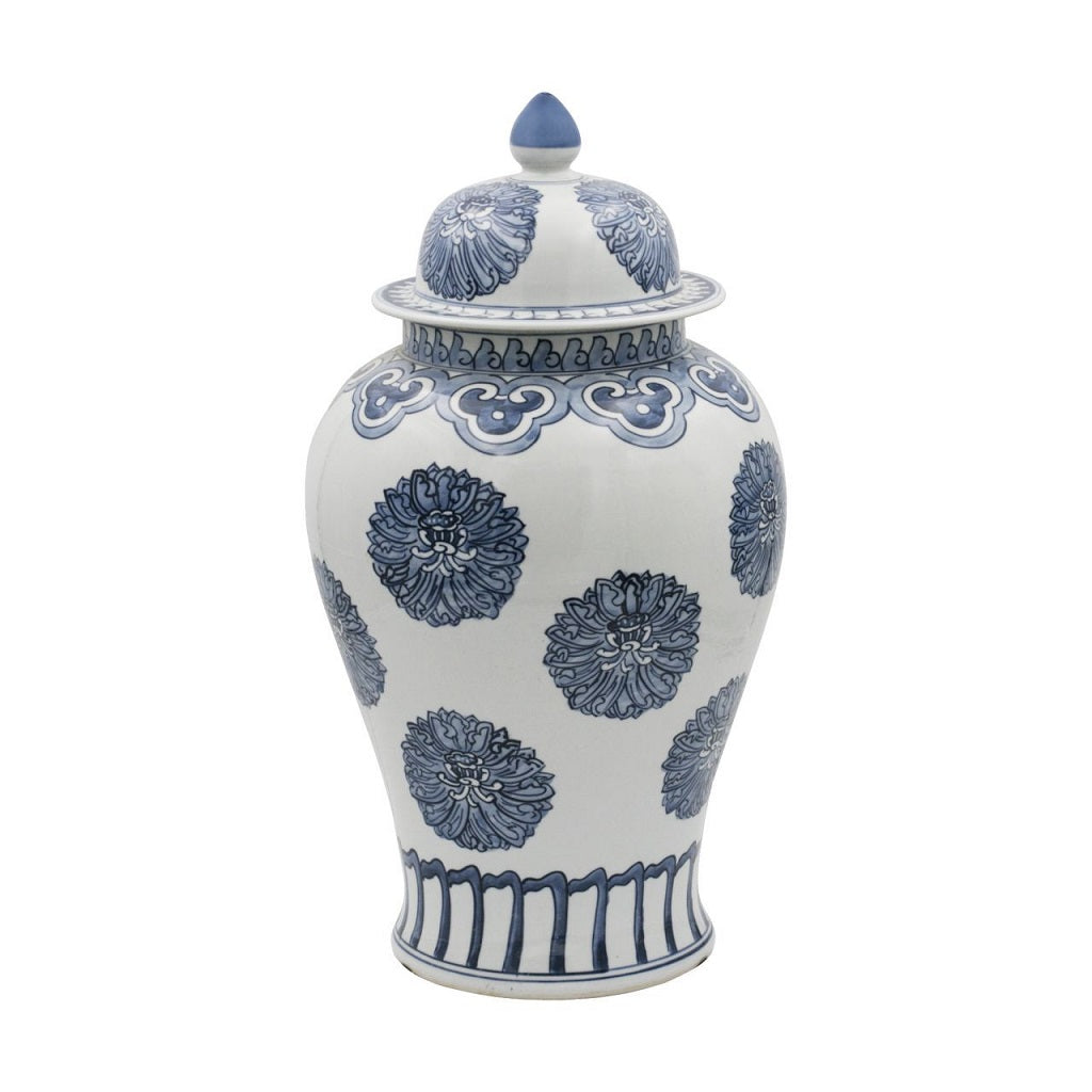 Extra Large Blue Floral Temple Jar