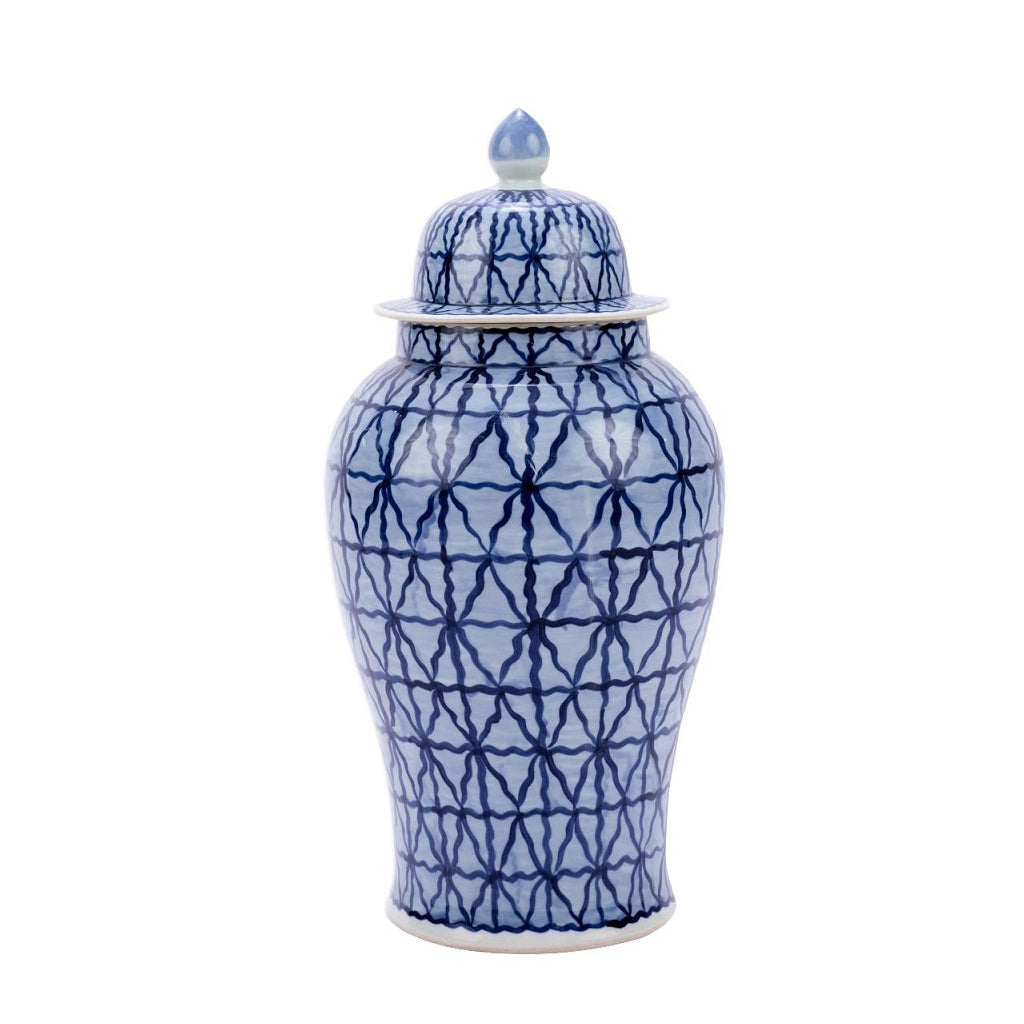 Blue Lattice Temple Jar