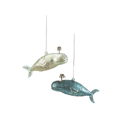 Blue Whales Ornament Set
