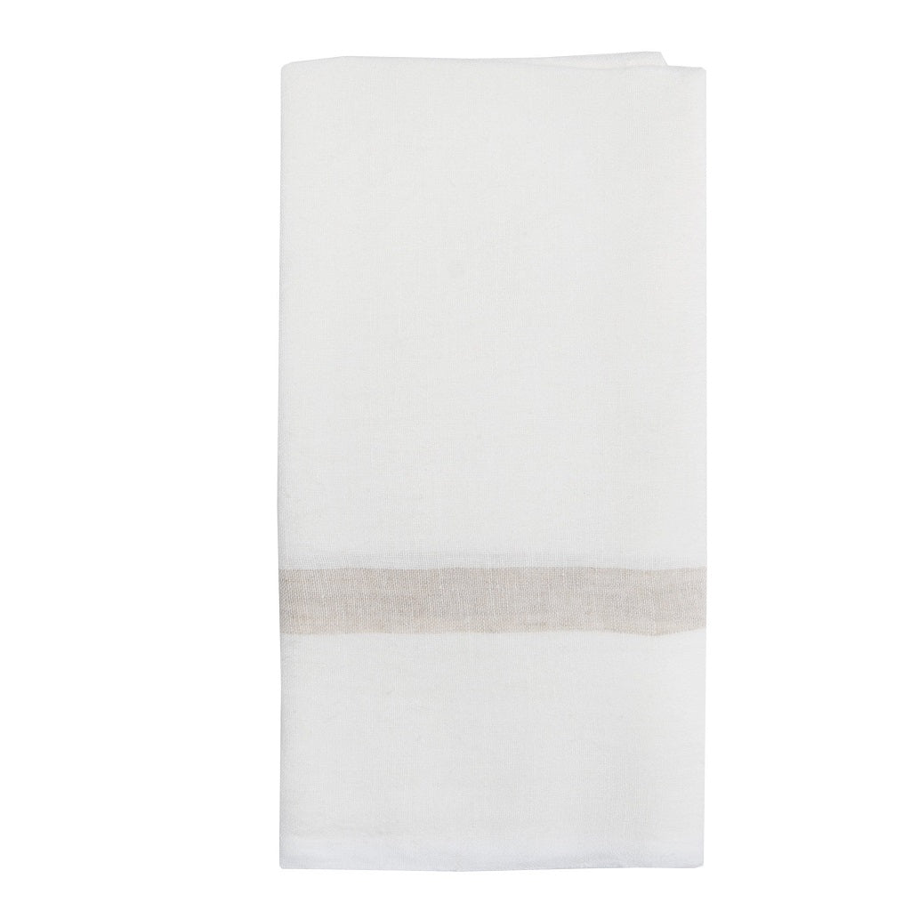 White & Natural Linen Towel
