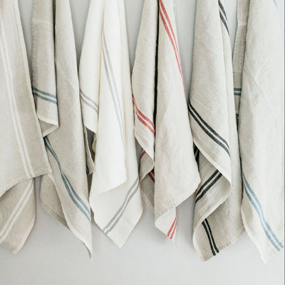 Ivory & Grey Vintage Linen Towel